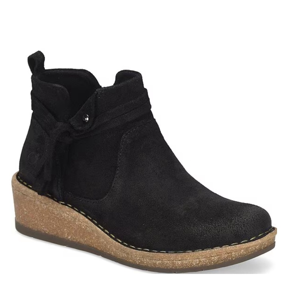 Born Vaughn Distressed Suede Wedge Ankle Booties